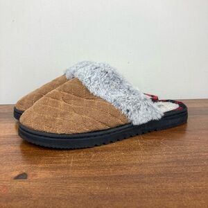 BORN Women’s Slippers Brown Faux Fir Slip On Slides Comfort Size Large 9-10